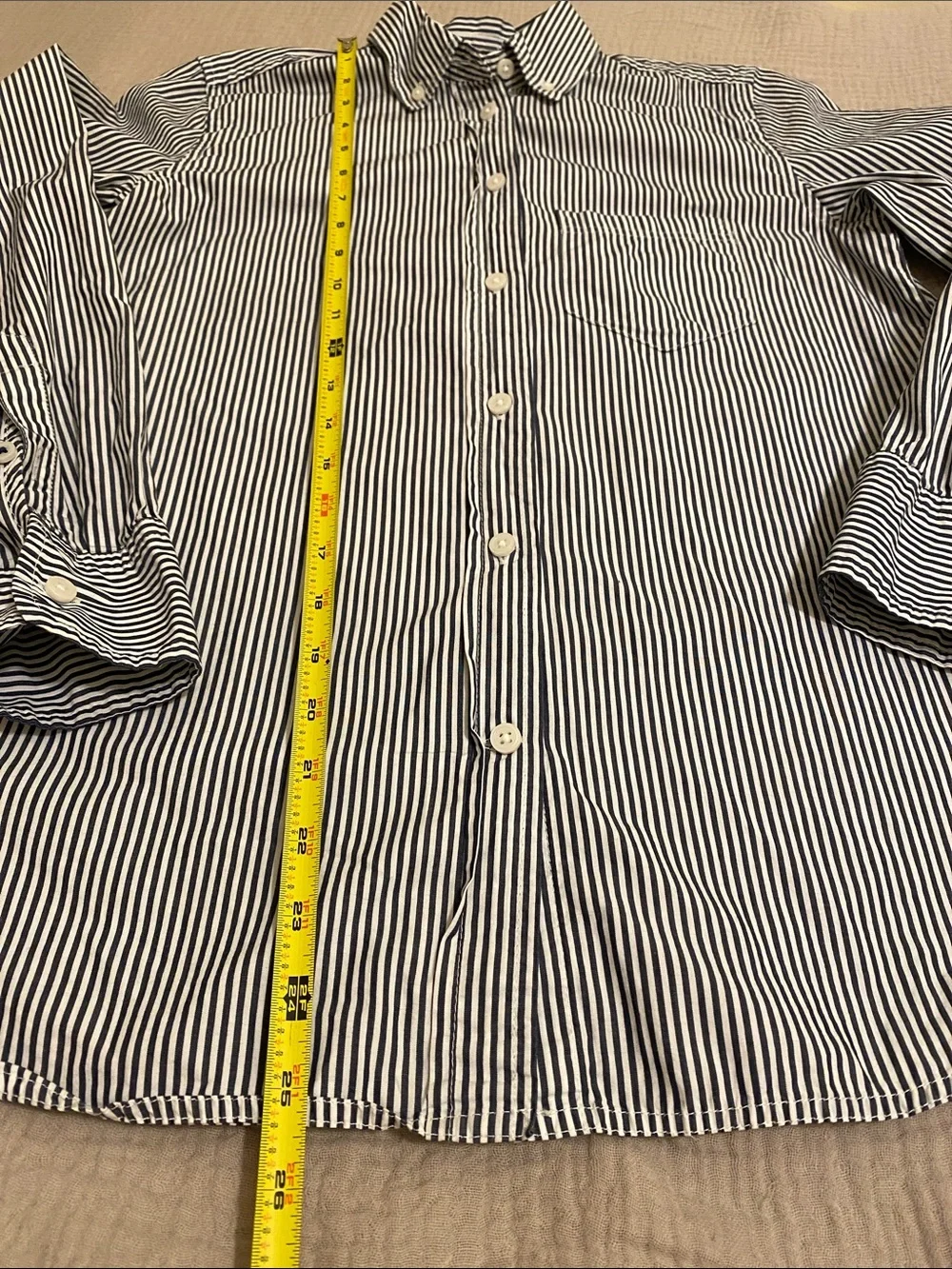J. Crew Slim Stripe Button-Down Shirt in Navy and White. Style AW248 Size 0